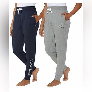 Calvin Klein Women's 2 Pack French Terry Joggers Color: Navy/Wolf Grey